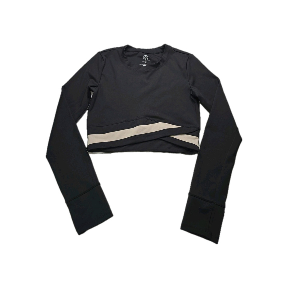 Women’s Move Theology Cropped Athletic Top Medium Black Long Sleeve Yoga